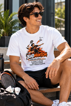 Heavyweight Unisex Crewneck T-shirt | Gildan® 5000 | Shortsology Logo-Badminton Image