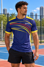 Men's Athletic T-Shirt | New England (CAA-03) | Shortsology Logo with Icon Emblem